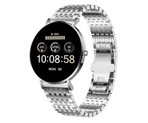 XCOAST SIONA 2 Elegance Silver - Orologio intelligente da donna, 1,3", display Amoled nitido, iOS & Android, impermeabile, ultra piatto, impulso, pressione sanguigna, ossigeno nel sangue, sport,