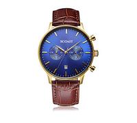 XCOAST Stormbreaker - Orologio da Polso in Stile cronografo, al Quarzo, con Cinturino in Vera Pelle, Marrone e Blu 570207