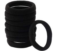 XCOZU 100 Pezzi Elastici per Capelli Nero, Morbide Fasce per Capelli per Donne, Ragazze, Bambini, Cotone Fasce Per Capelli No-metal per Capelli Pesanti e Ricci (40 x 8 mm)