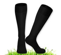 XCOZU 2 Pezzi Calzini da Calcio per Bambini, Calzini da Calcio Neri Accessori per Allenamento Sportivo Traspiranti Calcio Hockey Running, Calzini da Calcio per Bambini/Ragazzi Calzini Lunghi