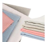 XCOZU - 4 pezzi di tessuto di lino naturale al metro, 50 cm, punto croce, tessuto per indumenti, fai da te, decorazione e tovaglia