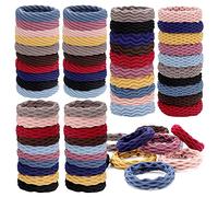 XCOZU Elastici per Capelli in Cotone, 60 Pezzi Elastici per Capelli Morbidi Senza Cuciture per Donne e Ragazze Capelli Spessi, 4 Stili e 10 Colori