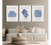 XCPORA Astratto Matisse Blu Foglia Poster Matisse Wall Art Matisse Stampe Matisse Pittura su Tela Matisse Matisse Picture Home Decor 50x70cmx3 Senza Cornice