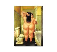 XCPORA Fernando Botero Poster Bagno Donna grassa Wall Art Funny Canvas Painting Fernando Botero Stampe Immagini Creative per l'arredamento della casa 50x70cm Nessuna Cornice