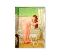 XCPORA Fernando Botero Poster《Il Bagno》Pittura su Tela Fernando Botero Arte della Parete Fernando Botero Stampe Quadro Creativo per l'arredamento della casa 40x60cm Senza Cornice