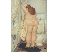 XCPORA Fernando Botero Poster Il Bagno Wall Art Divertente Pittura su Tela Fernando Botero Stampe Immagini Creative per l'arredamento del Soggiorno 50x70cm Nessuna Cornice