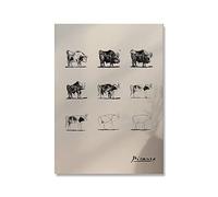 XCPORA Pablo Picasso Poster The Bulls Line Drawing Prints Black And White Wall Art Picasso Canvas Painting for Home Wall Decor Immagine 50x70cm Senza Cornice