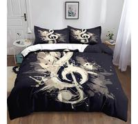 XCQHZYQ Copripiumino Matrimoniale 200x200 cm Note Musicali Astratte Grigie Set Copripiumino Cotone Poliestere Parure Letto con 2 Federe, Set di Biancheria da Letto per Bambini Adulti