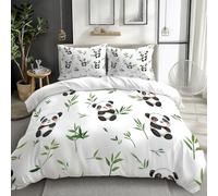 XCQHZYQ Copripiumino Singolo 150 x 200 cm Panda Del Fumetto Bambù Verde Set di Biancheria da Letto in Poliestere Cotone per Bambini, Set Copripiumino in Morbido con Federa a Cerniera