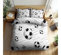 XCQHZYQ Copripiumino Singolo Bambino Bianco 135x200 cm, Set Copripiumino Calcio Linee Runiche Set di Biancheria da Letto Reversibile Ipoallergenico, Copertura con 1 Federa