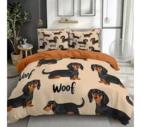 XCQHZYQ Copripiumino una Piazza e Mezza Bambini 150 x 200 cm Marrone Nero Bassotto Marrone Stampato 3D Set Copripiumino Set Biancheria da Letto Poliestere cotone con Cerniera e 1 Federa
