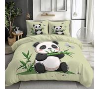 XCQHZYQ Set Copripiumino 135 x 200 cm Panda Animale Dei Cartoni Animati Morbida Policotone Set di 3 Pezzi Parure Copripiumino Singolo Biancheria da Letto Reversibile per Bambini Adulti