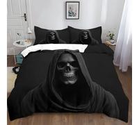 XCQHZYQ Set Copripiumino Matrimoniale 200x200 cm Teschio Della Morte Nera Copripiumino 3 Pezzi in Poliestere Cotone, Set di Biancheria da Letto No Stiro, Set Completo Letto