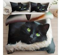 XCQHZYQ Set Copripiumino Matrimoniale 250x200 cm, Parure Copripiumino Morbida Microfibra con Stampa Animali Gatti, Set di Biancheria da Letto Nero Morbido Ipoallergenico