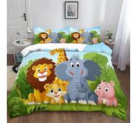 XCQHZYQ Set Copripiumino Set Biancheria da Letto in Microfibra 3D 220x240 cm Animali Della Giungla Dei Cartoni Animati, Poliestere Cotone Morbida Copripiumino per Letto Singolo Matrimoniale Aldult