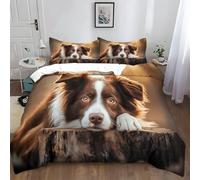 XCQHZYQ Set Copripiumino Set Biancheria da Letto in Microfibra 3D 220x240 cm Collie Di Confine Animale, Poliestere Cotone Morbida Copripiumino per Letto Singolo Matrimoniale Aldult