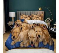 XCQHZYQ Set Copripiumino Set Biancheria da Letto in Microfibra 3D Animale Cane, Poliestere Morbida Copripiumino 260x240 cm per Letto Matrimoniale Aldult Adolescente