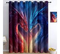 XCQHZYQ Tende Oscuranti per Interni Fantasy Red Blue Dragon, 140x260 cm (LxA) 2 Pezzi Termica Isolante Poliestere Tenda della Finestra per Soggiorno Camera da Letto Cucina Cameretta Bambina