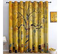 XCQHZYQ Tende Oscuranti per Interni Golden Tree Of Life Klimt Style, 140x245 cm (LxA) 2 Pezzi Termica Isolante Poliestere Tenda della Finestra per Soggiorno Camera da Letto Cucina Cameretta Bambina