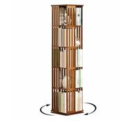 XCRFKGW Libreria Girevole in Bambù 360° - Scaffale Rotante Salvaspazio, Mobile Portaoggetti per Camera, Soggiorno o Ufficio (5piani)