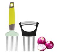 XCRPRT Forchetta per Cipolle, 2Pcs Affetta Cipolle Ago Cipolla Acciaio Affettatrice per Cipolle Coltello Salvadita in Acciaio Inossidabile Affettatrice per Tagliare Carne, Verdura, Frutta, Ecc