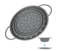 XCRPRT Scolapasta in Silicone Pieghevole,Scolapasta Pieghevole Salvaspazio,Cucina Pieghevole sopra Il Lavandino del Silicone Colander per Scolare Pasta, Verdura e Frutta (Grigio)