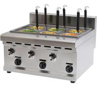 XCSCUK Cuoci Pasta Commerciale, Macchina per Spaghetti, cuoci Pasta da Tavolo a Gas 6 Fori, con filtri, per ristoranti e cucine