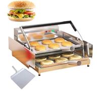 XCSCUK Macchina per Hamburger elettrica, griglia a Doppio Strato da 800 W, Macchina per Il Riscaldamento della Cottura del Pane, con Pala, per cucine domestiche e ristoranti