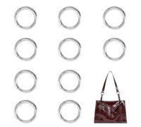 XCSJ 10 Pcs Moschettone Rotondo 35mm OD 24mm ID Moschettone Grande Rotondo Moschettone Tondo Clip Scatto Molla Rotonda Anello Moschettone Per Borsetta, Borse, Portachiavi, Artigianato (Argento)