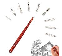 XCSJ 10 Pcs Penne a Inchiostro per Manga Dip Calligrafia Kit con 1 Portapenne e 9 Pennini, Pennini Disegno Manga Strumenti di Disegno Pennino Anime Comic Dip Pen per Disegno Manga Calligrafia Schizzi