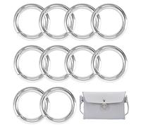XCSJ 10PCS Moschettone Rotondo Moschettone Tondo 45mm Grande Rotondi Con Moschettone a Scatto Gancio Fibbia Portachiavi-O Anello Moschettone Per Borsetta, Borse,Portachiavi, Artigianato (Argento)