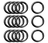 XCSJ 15 PCS Moschettone Rotondo Moschettone Tondo 39mm Grande Rotondi Con Moschettone a Scatto Gancio Fibbia Portachiavi-O Anello Moschettone per Borsetta, Borse,Portachiavi, Artigianato (Nero)