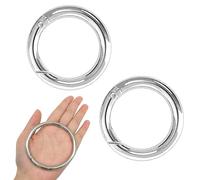 XCSJ 2 Pcs Moschettone Rotondo 75mm OD 63mm ID Grande Rotondi Con Moschettone a Scatto Gancio Fibbia Portachiavi-O Anello Moschettone Per Borsetta, Borse,Portachiavi (Argento)