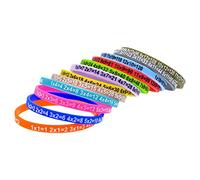 XCSM 12 Pezzi Tabelle di moltiplicazione Bracciale in Silicone Impara la Matematica Braccialetto per Bambini Bambini Studenti Braccialetti in Gomma Morbida Forniture per Feste di Compleanno