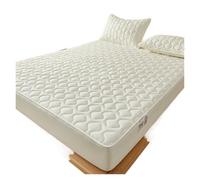 XCTDSVAH Coprimaterasso Coprimaterasso di Lusso in Cotone con Angoli, coprimaterasso soffice, Trapuntato, Lenzuolo Traspirante e Lavabile(Style1 Beige,135x200x30cm)