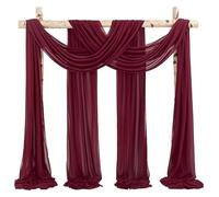 XCTDSVAH Drappeggio di Arco di Nozze Arco Nuziale Drappeggiato in Tessuto Chiffon, Drappeggi Trasparenti for Lo Sfondo della Doccia, Decorazioni for Feste all'aperto in Chiesa(Burgundy,45cm x3m)