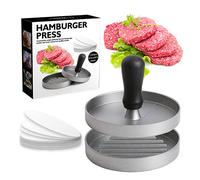 XCWTBL Pressa per hamburger, attrezzo in alluminio Rivestimento antiaderente + 100pcs carta per hamburger, Utensili da cucina per realizzare deliziosi hamburger, polpette e barbecue