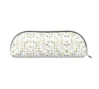 Xcwzbls Astuccio in pelle semi-circolare con acquerelli di erbe e fiori, grande capacità, borsa da viaggio per cosmetici, Oro, Taglia unica, Organizer per borse