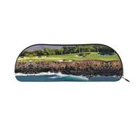 Xcwzbls Astuccio in pelle semi-circolare hawaii Beach Golf Course di grande capacità borsa portaoggetti borsa da viaggio borsa cosmetica, Oro, Taglia unica, Organizer per borse