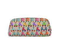 Xcwzbls Grande capacità retrò colorato pattini a rotelle astuccio portapenne in pelle cerniera tridimensionale astuccio forniture per ufficio, Oro, Taglia unica, Organizer per borse
