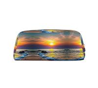Xcwzbls Grande Capacitylast Sun Rays of Over The Sea Waves Astuccio portapenne in pelle con cerniera tridimensionale astuccio per cancelleria forniture per ufficio, Argento, Taglia unica, Organizer