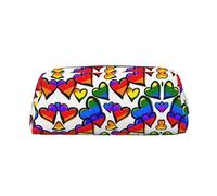 Xcwzbls Grande capienzaarcobaleno colorato Gay Pride Cuori Astuccio portapenne in pelle cerniera tridimensionale astuccio per ufficio, Argento, Taglia unica, Organizer per borse