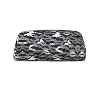 Xcwzbls Grande capienzaHalloween pipistrelli grigio astuccio portapenne in pelle cerniera tridimensionale forniture per ufficio, Argento, Taglia unica, Organizer per borse