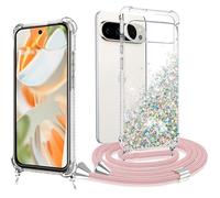 XCYYOO Cover per Google Pixel 10/10 Pro con Cordino Custodia con Tracolla Antiurto Regolabile Cellulare Collana Protettiva Cover con Laccio Necklace Silicone Glitter Case AntiGraffio