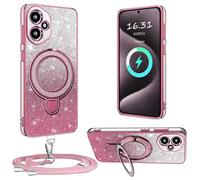 XCYYOO Custodia per Honor 400 con cinturino, [con catena per cellulare rimovibile] in silicone trasparente antiurto con anello di supporto con catena per Honor 400 -Pink