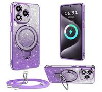 XCYYOO Custodia per Honor 400 Lite, con cinturino, [con catena per cellulare rimovibile] in silicone trasparente, antiurto, con catena, per Honor 400 Lite, colore: viola