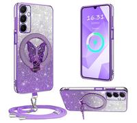XCYYOO Custodia per Samsung Galaxy A16 5G con cinturino, [con catena per cellulare rimovibile] in silicone trasparente antiurto con anello di supporto con catena per A16 5G Samsung -Lila