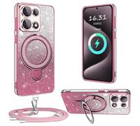 XCYYOO Custodia per Xiaomi Redmi Note 13 Pro 4G con cinturino, [con catena per cellulare rimovibile] in silicone trasparente antiurto custodia ad anello con catena per Xiaomi Note 13 Pro 4G -Rosa