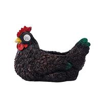 XDAWQP Accessori per Il Giardino delle Galline, Statue da Giardino solari con Vaso di Fiori per Decorazioni da Giardino delle Fate, Statue da Esterno per Micro paesaggi, Feste,Black
