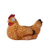XDAWQP Accessori per Il Giardino delle Galline, Statue da Giardino solari con Vaso di Fiori per Decorazioni da Giardino delle Fate, Statue da Esterno per Micro paesaggi, Feste,Brown